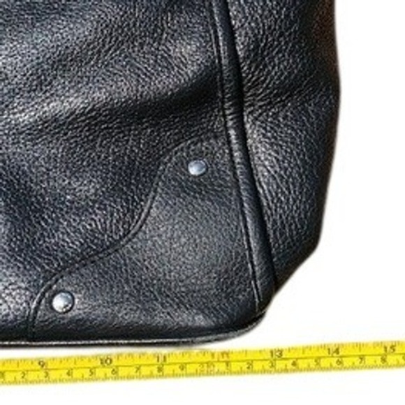 Coach Black Pebbled Leather Handbag Purse Satchel with silver hardware med / lg - Picture 10 of 14